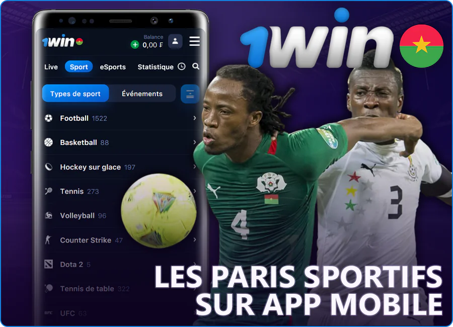 Les paris sportifs dans l'application mobile 1Win