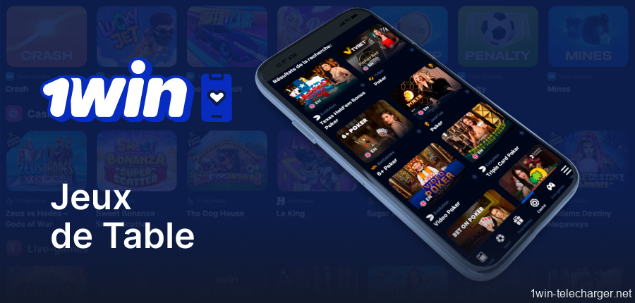 Jouez à des jeux de table sur l'application 1win